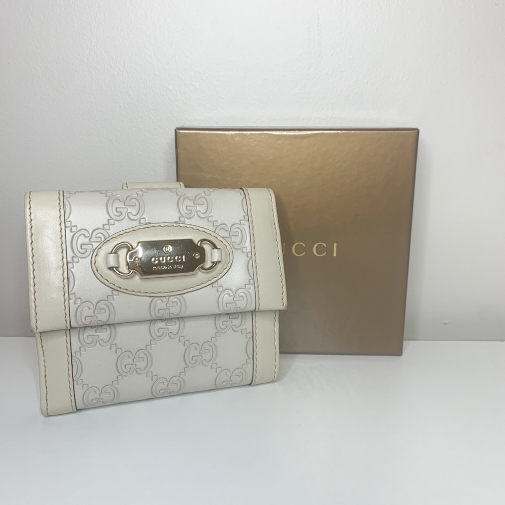 White Gucci Guccissima Compact Wallet